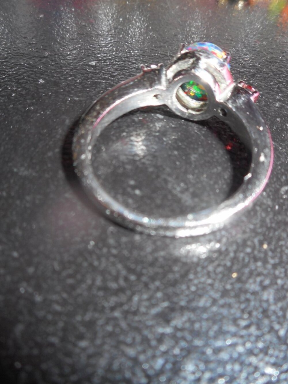 Silver Tone metal band - Multicolor Mosaic Ring - Picture 10 of 11